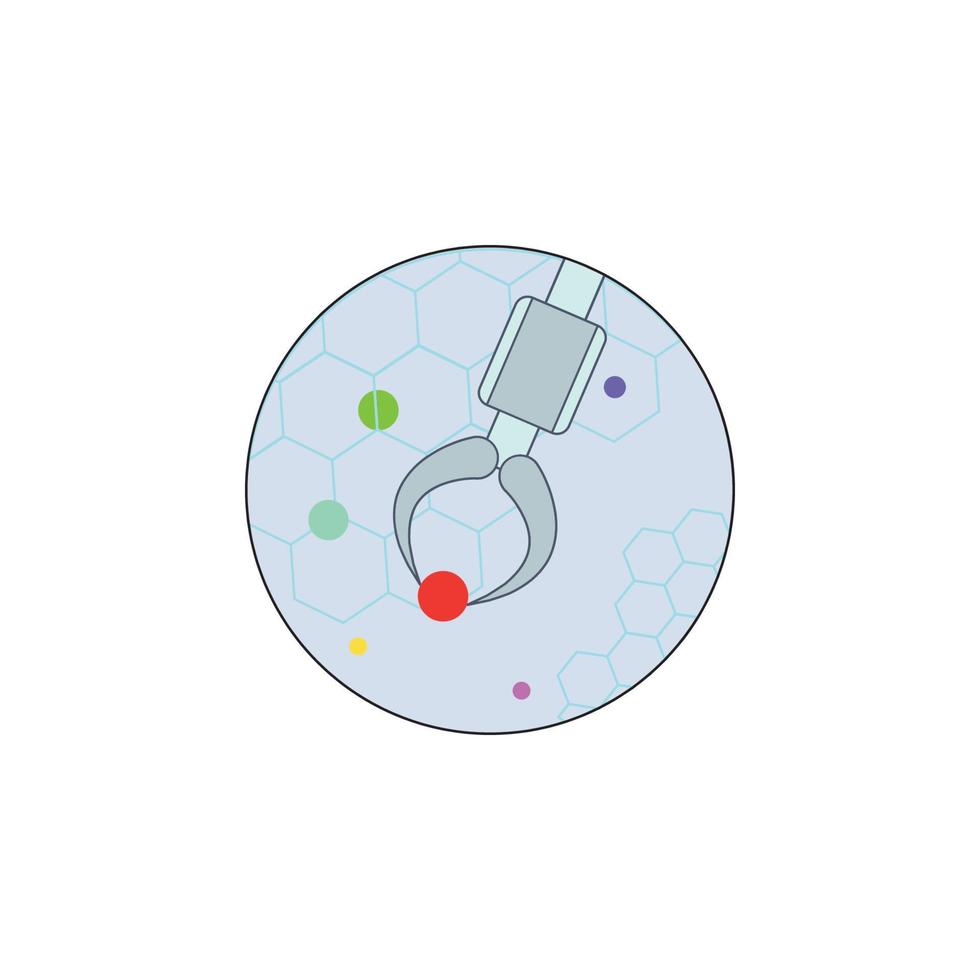 Biotechnology, Nano robot in badge vector icon