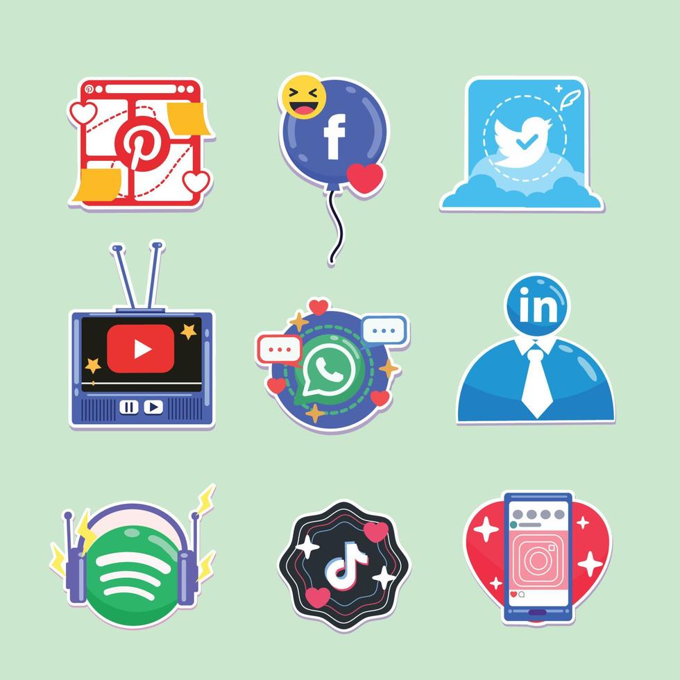Online Mobile Tech Logo Sticker set vector