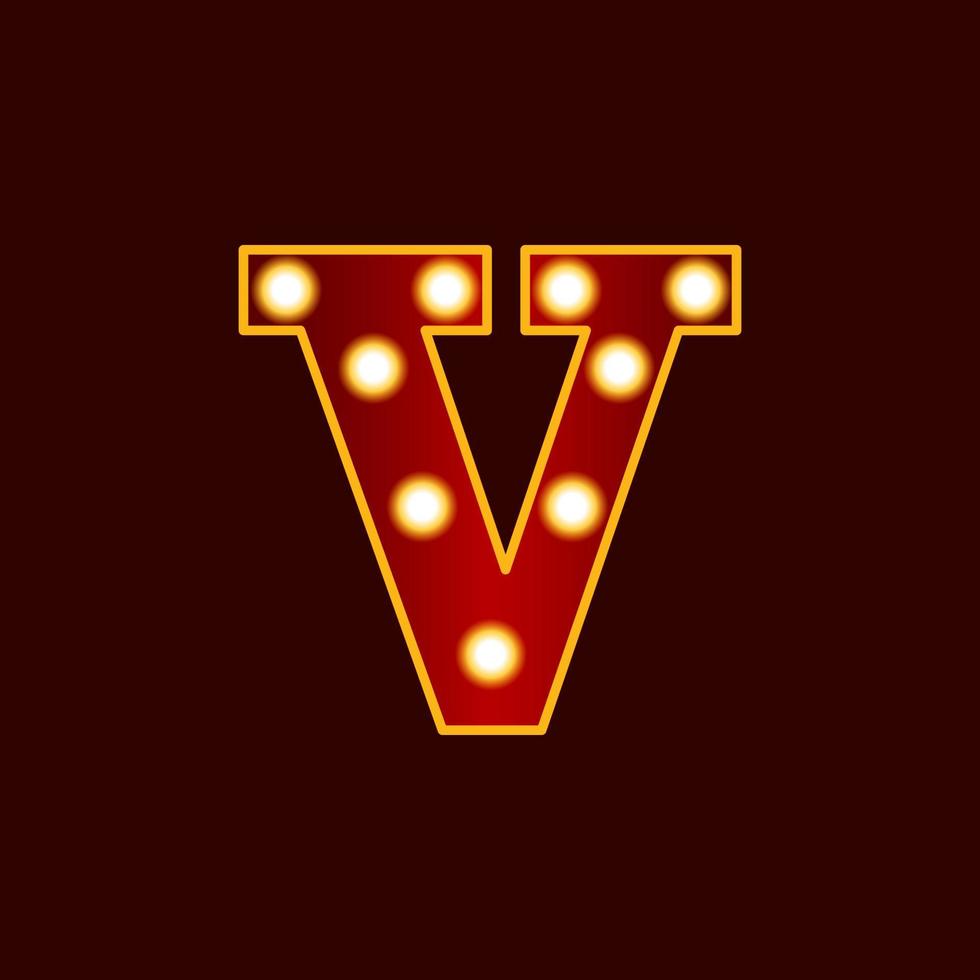 V, alphabet letter with bulb vector icon