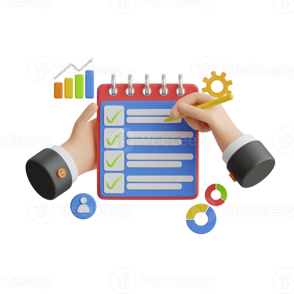 Project task management and effective time planning tools. Project development icon. 3D vector illustration. png