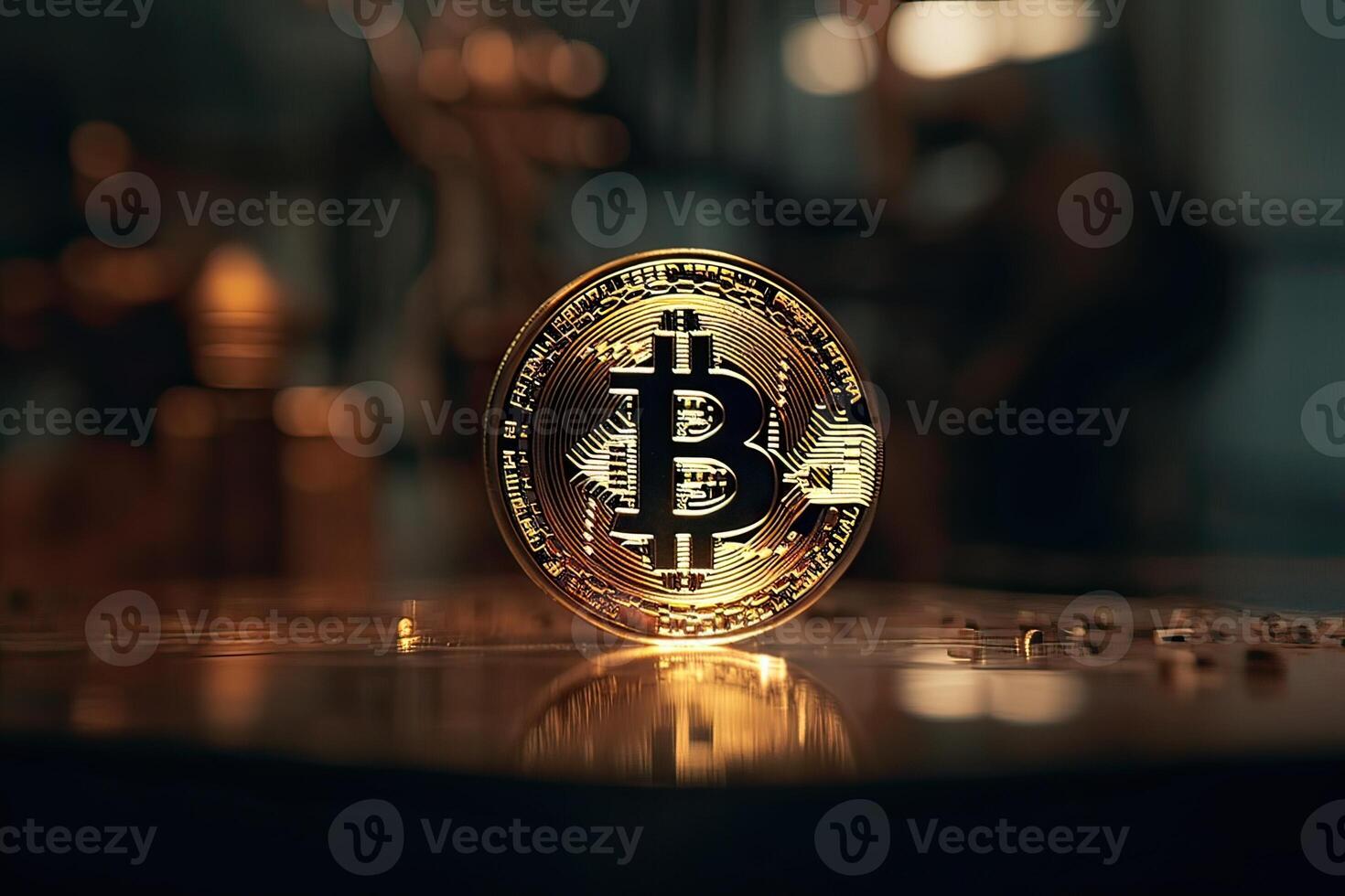 Cryptocurrency bitcoin the future coin. . photo