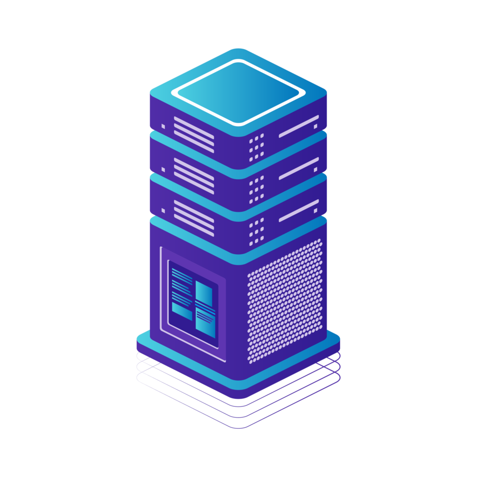 3d isometric web hosting server Transparent Background png