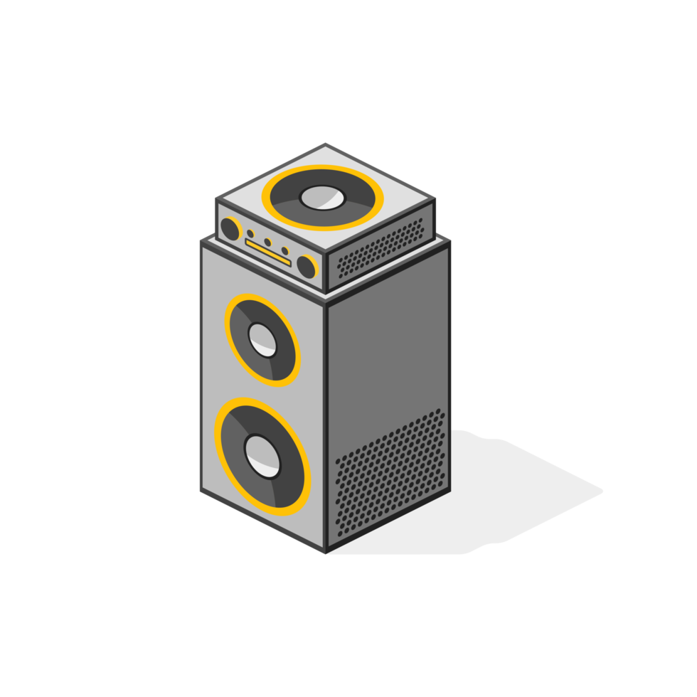 3d isometric sound box speaker with amplifier PNG