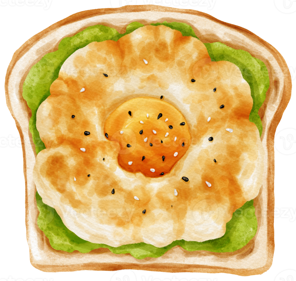 Pesto eggs toast watercolor png