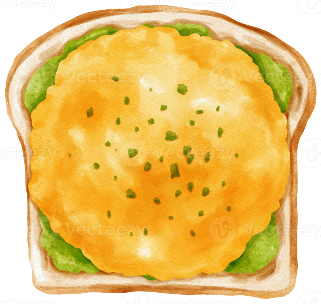 Pesto eggs toast watercolor png