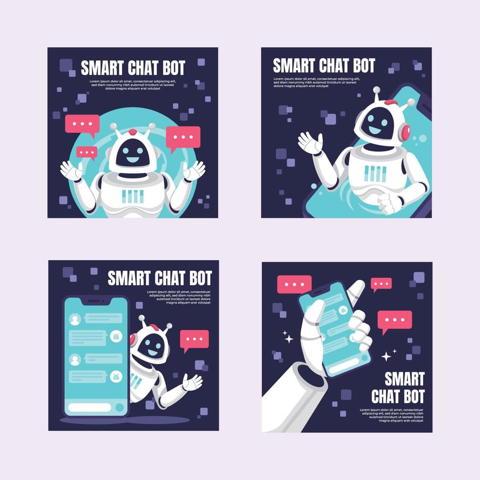 Smart Chatbot Social Media Post vector