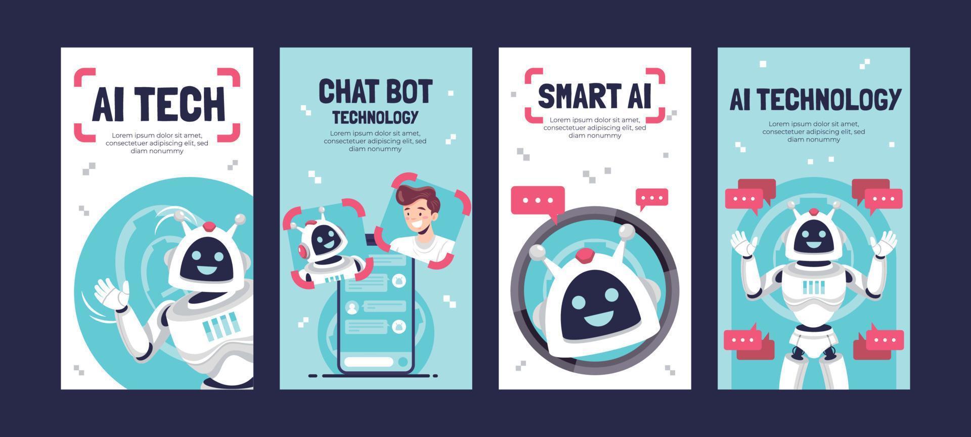 Social Media Story of Smart AI Chat Bot vector