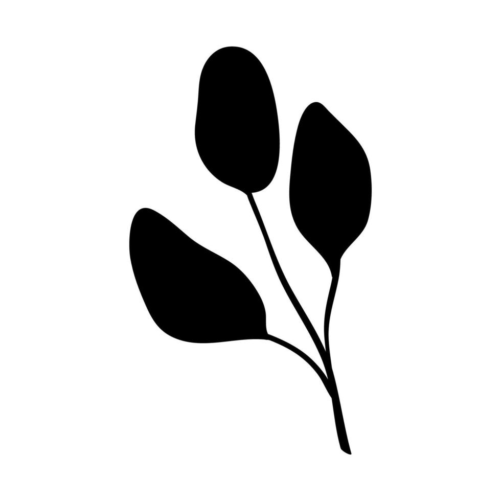Herb and forest plant with 3 leaves. One sprig of grass with elegant leaves. botanical rustic pattern vector