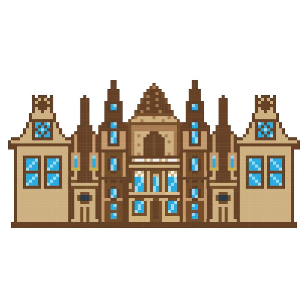 pixel building Arcade game world and pixel scene, Art  Illustration vector