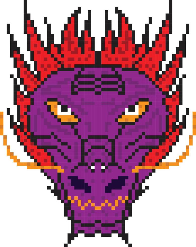 Dragon pixelated icon vector illustration design, Pixel art set isolated flying monster