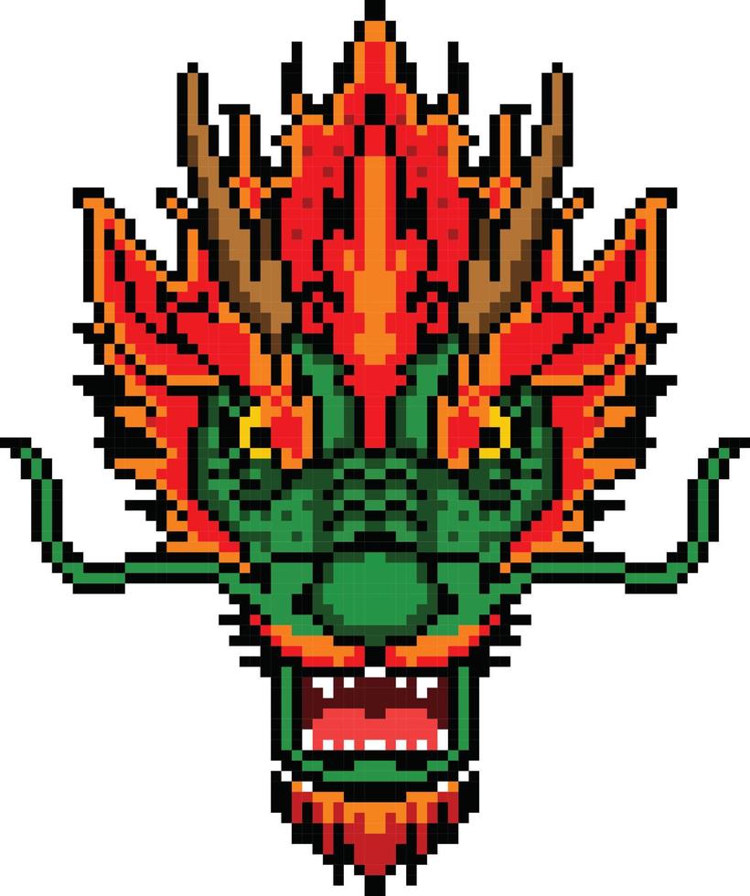 Dragon pixelated icon vector illustration design, Pixel art set isolated flying monster