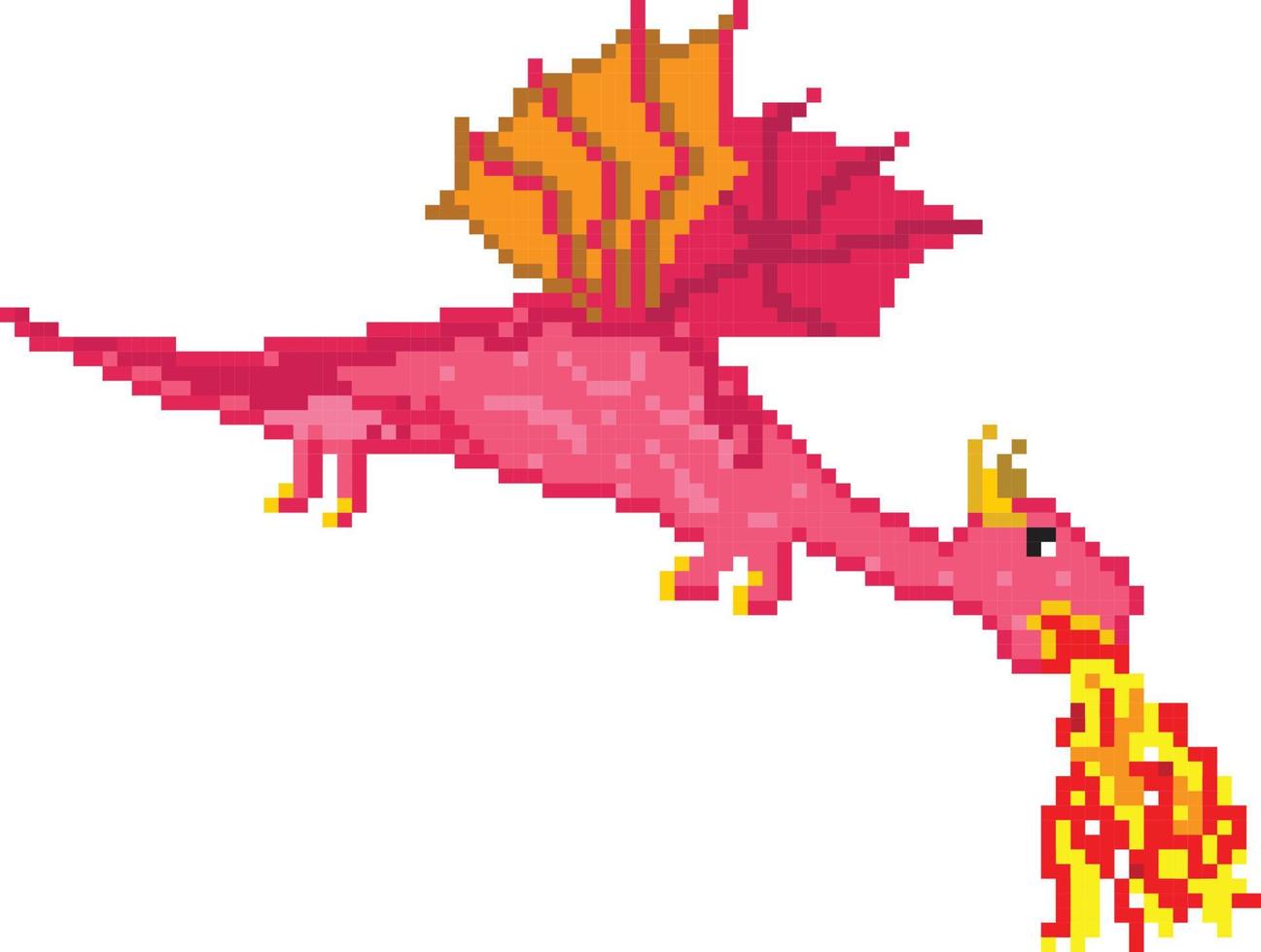 Dragon pixelated icon vector illustration design, Pixel art set isolated flying monster