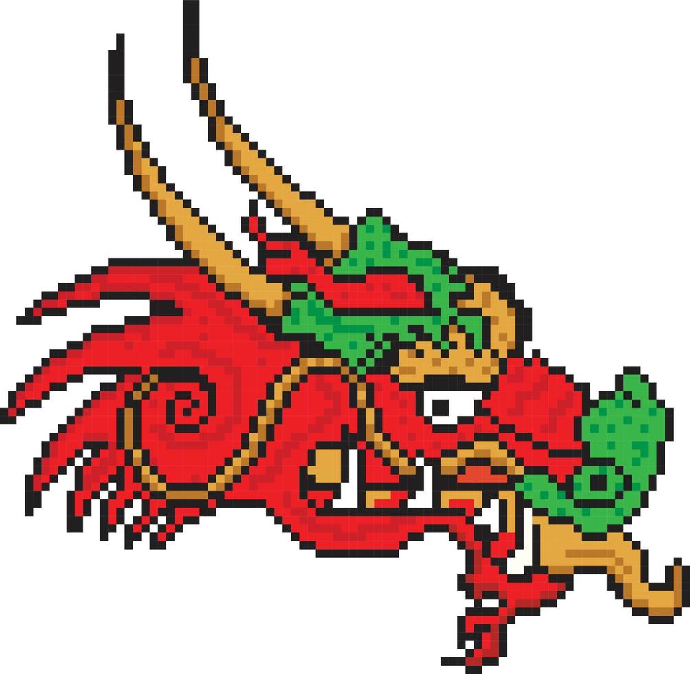 Dragon pixelated icon vector illustration design, Pixel art set isolated flying monster