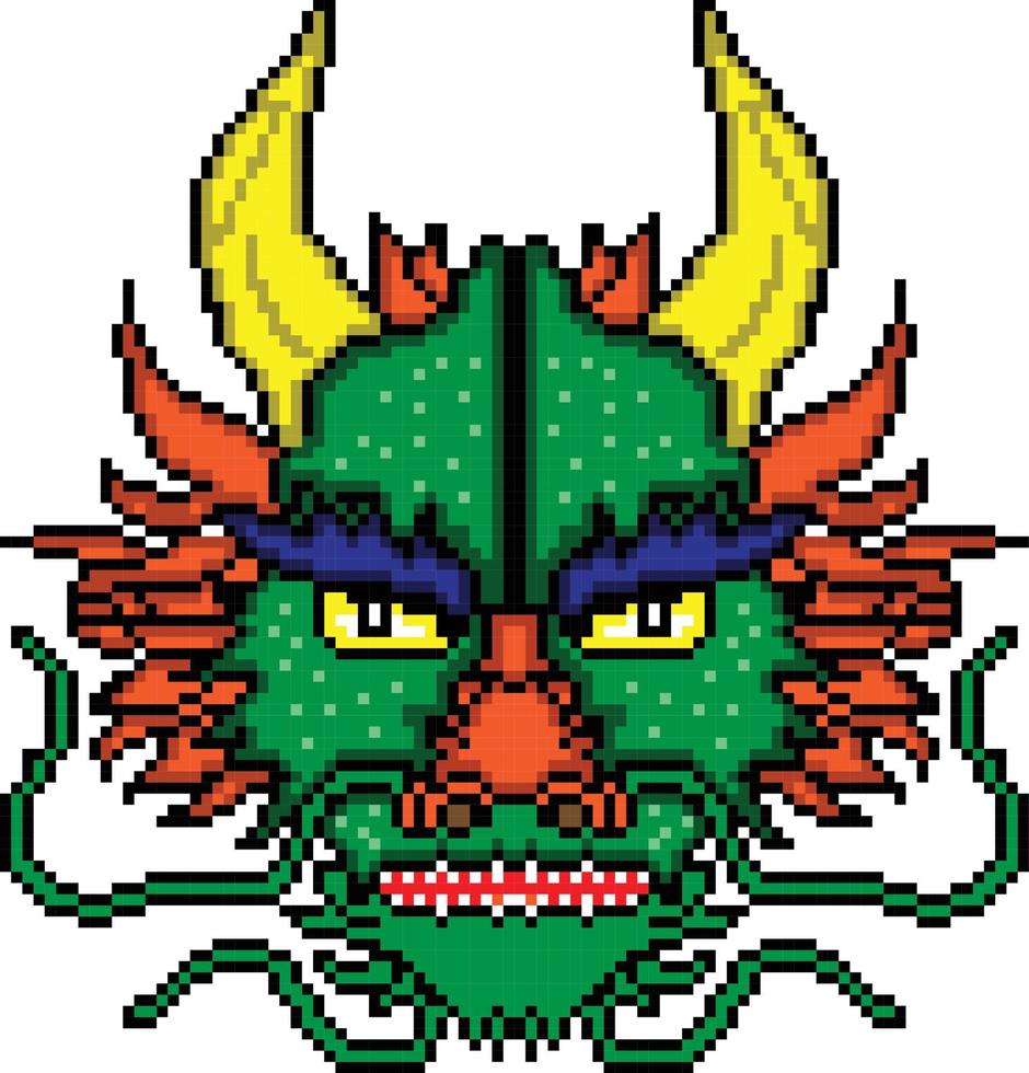 Dragon pixelated icon vector illustration design, Pixel art set isolated flying monster