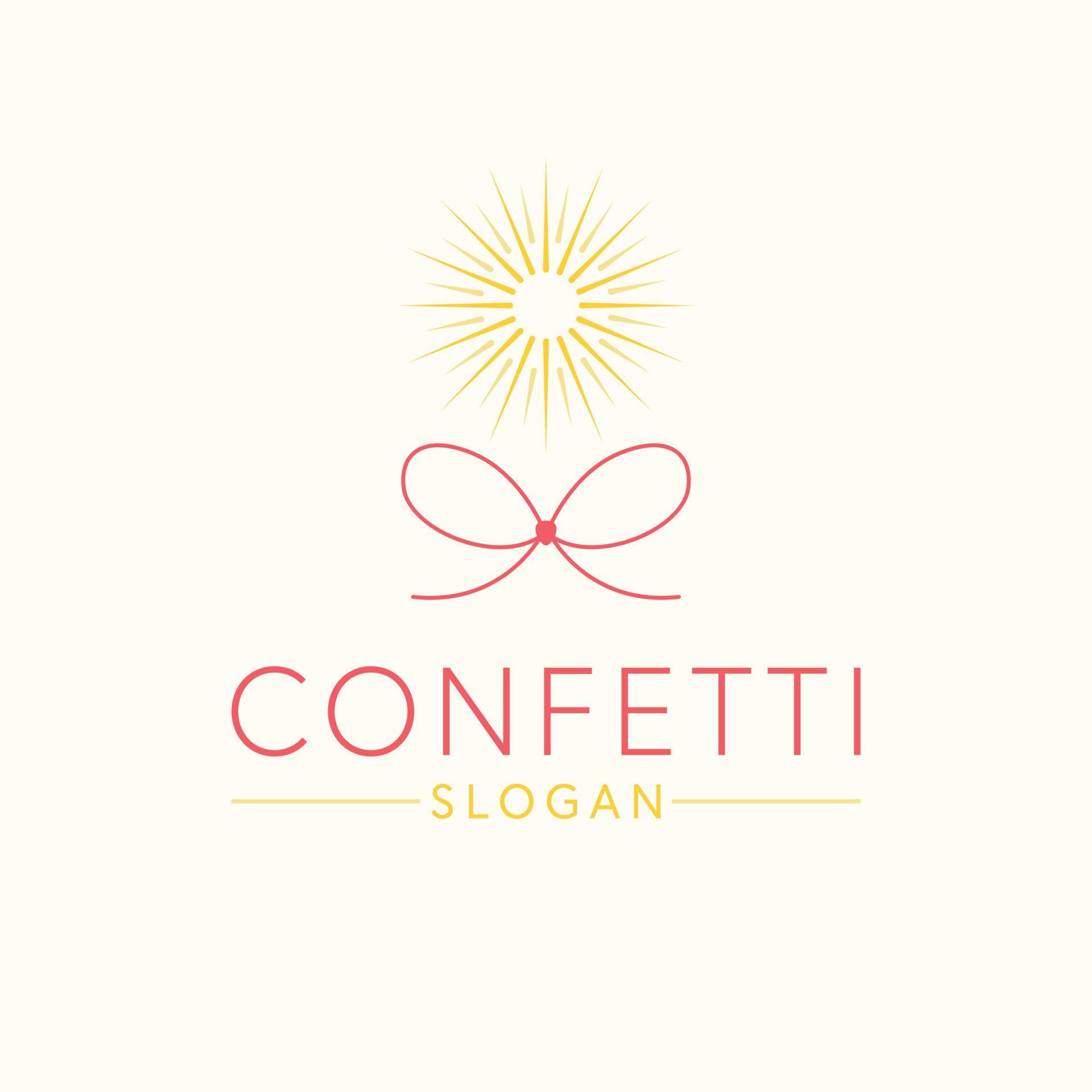 Confetti vector logo design. Bow and firework flat logotype. 22418571