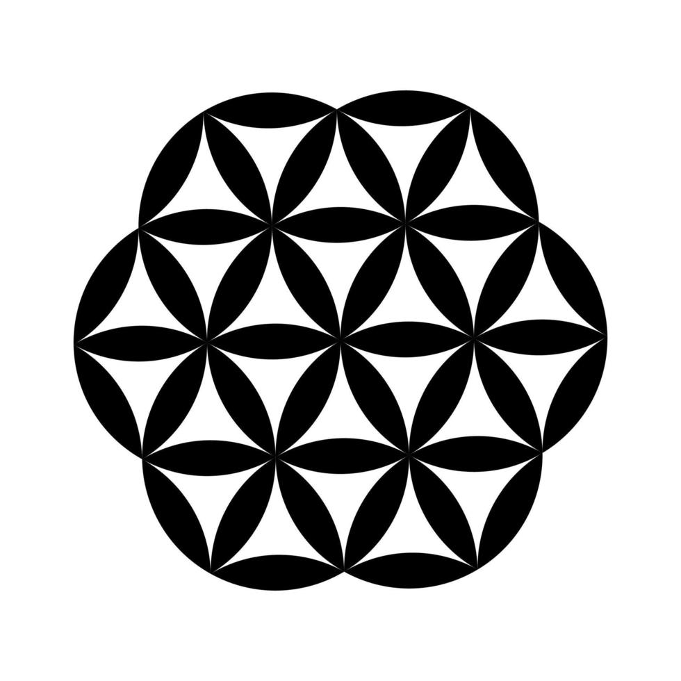 Black and white flower of life vector. Abstract geometric logo design. Seed of lives icon. vector
