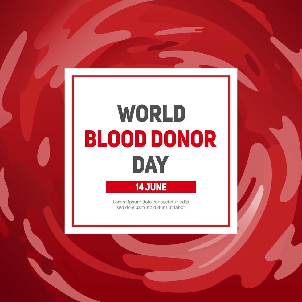 National Donor Day. Square banner. Blood funnel, whirlpool, swirl. Illustration in a realistic style. Hemophilia. blood diseases. For banner, website, poster, postcards. vector
