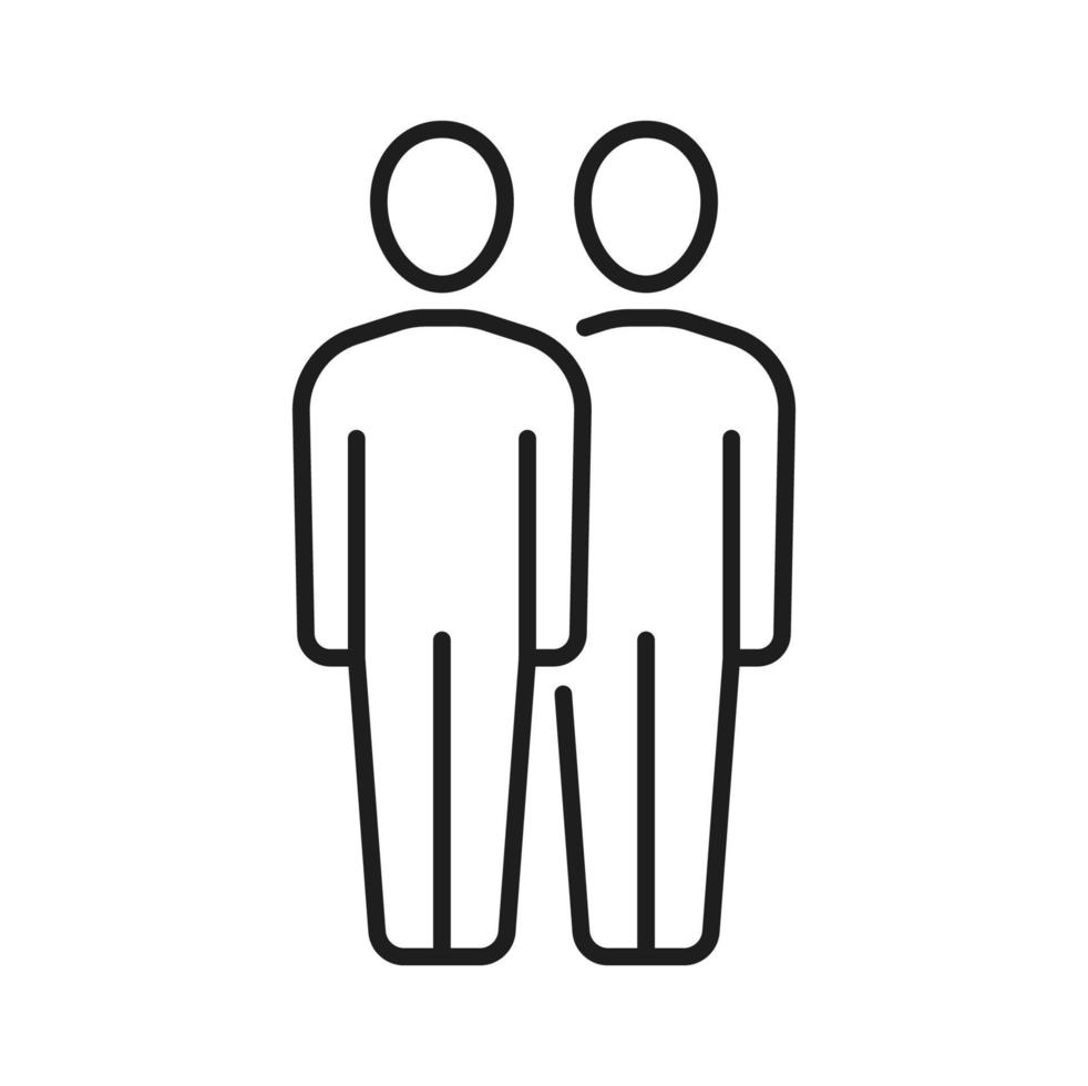 Two people silhouette, team group outline icon vector