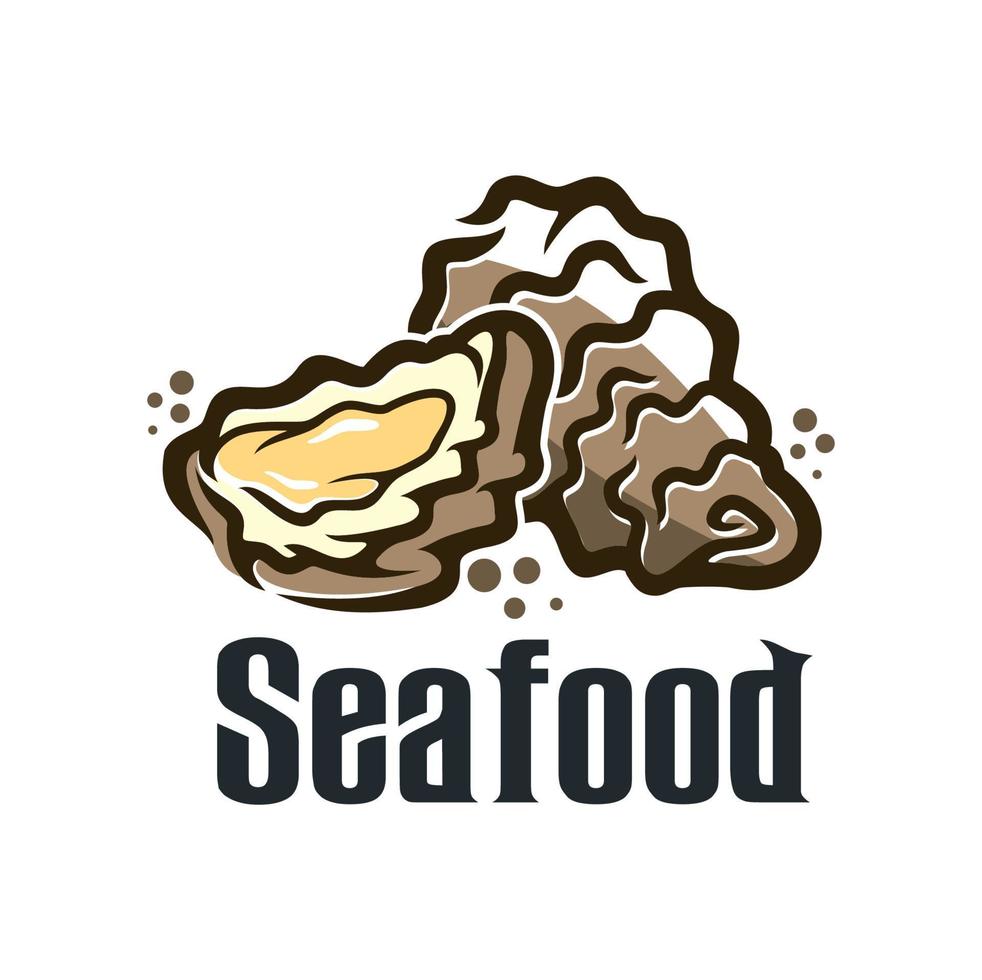 ostras mariscos, restaurante menú icono o símbolo vector