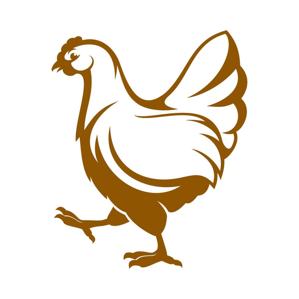 Hen icon, chicken and poultry production industry vector