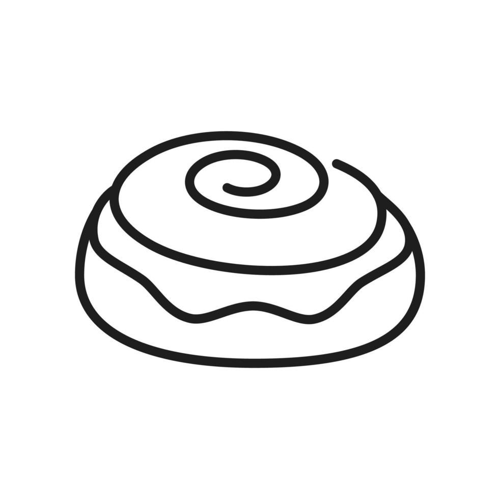 Bun with cinnamon, bakery food product line icon vector