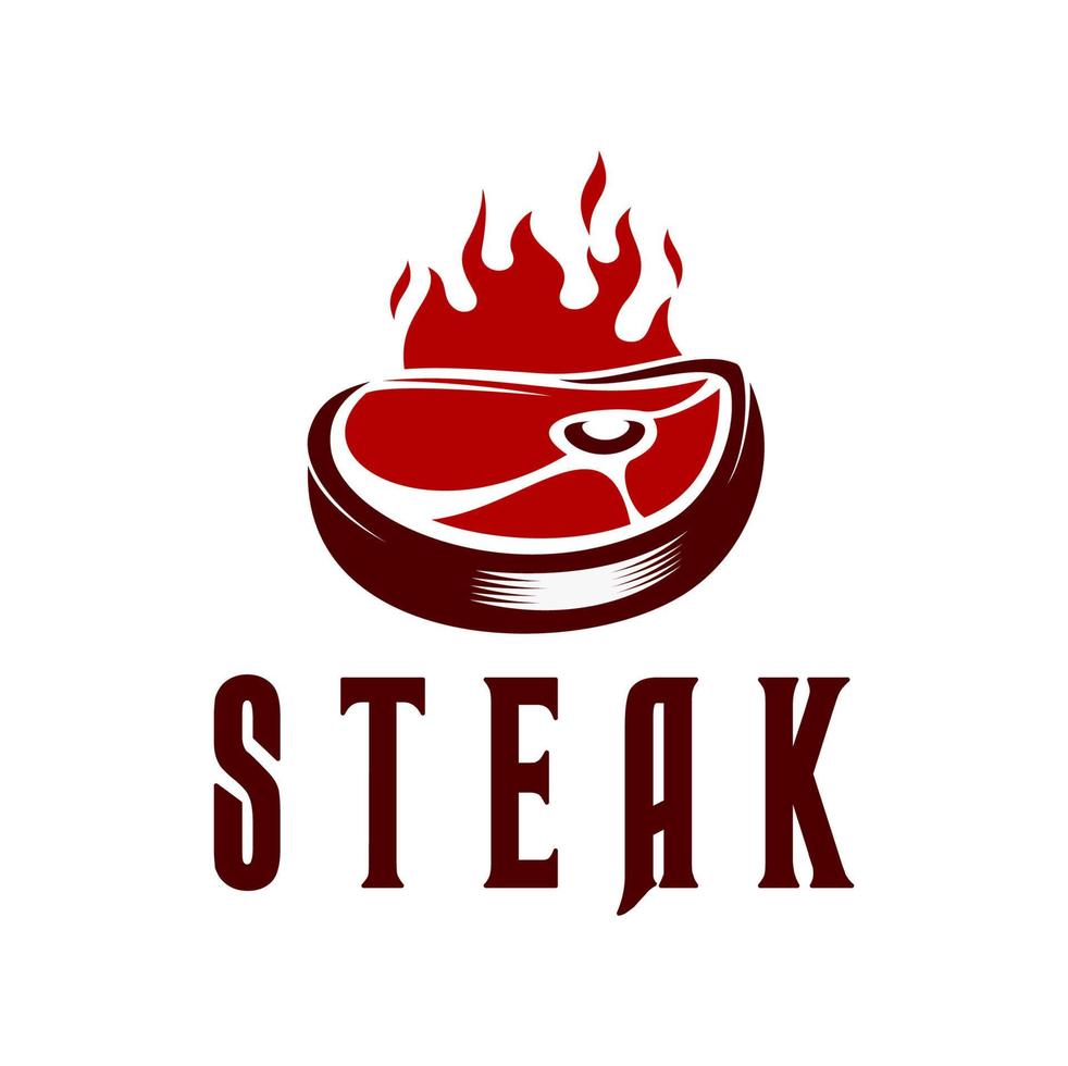 Steak grill icon, barbecue steakhouse symbol vector