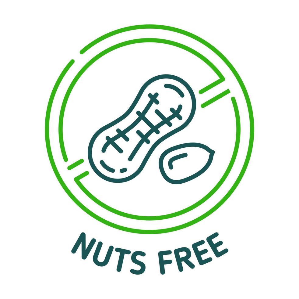 Nuts free icon, sign of peanut for food allergy vector