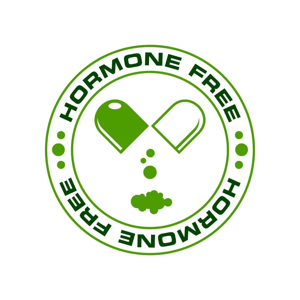 Hormone free icon, natural food products stamp vector