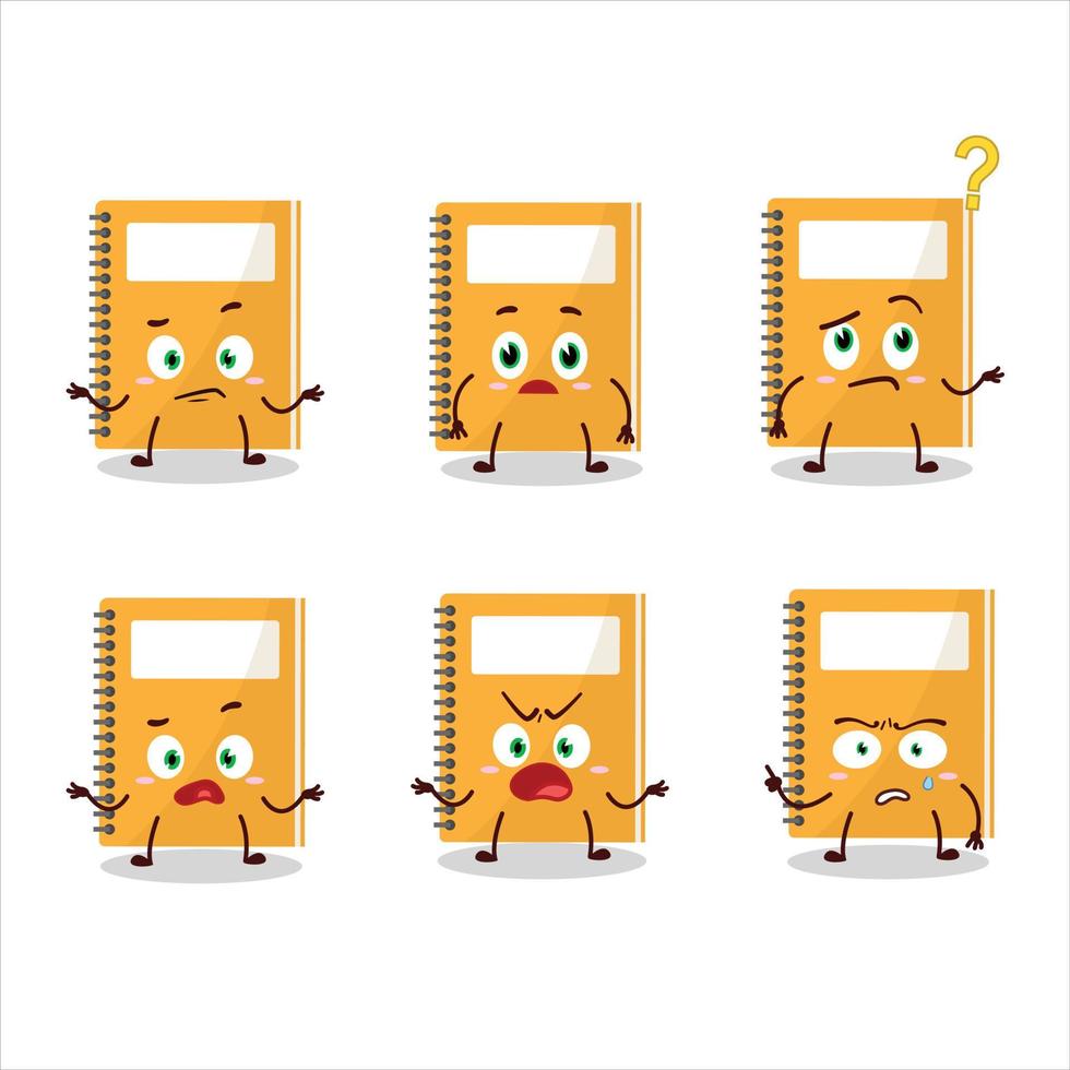 Cartoon character of orange study book with what expression vector