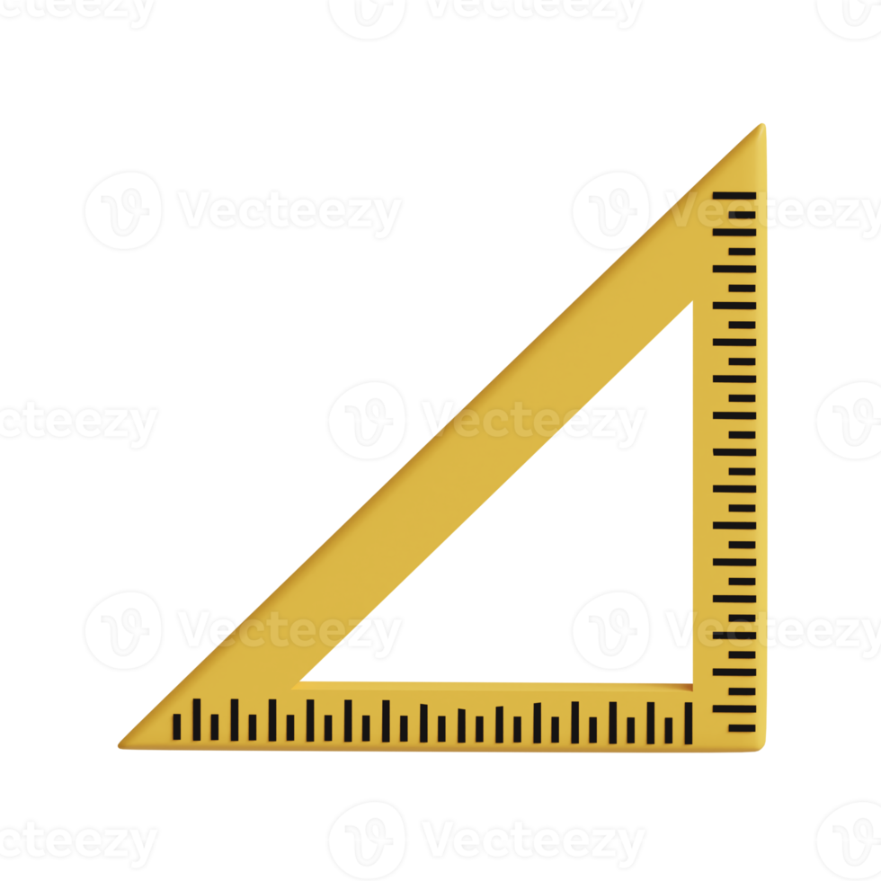 3d rendered yellow triangle ruler perfect for design project png