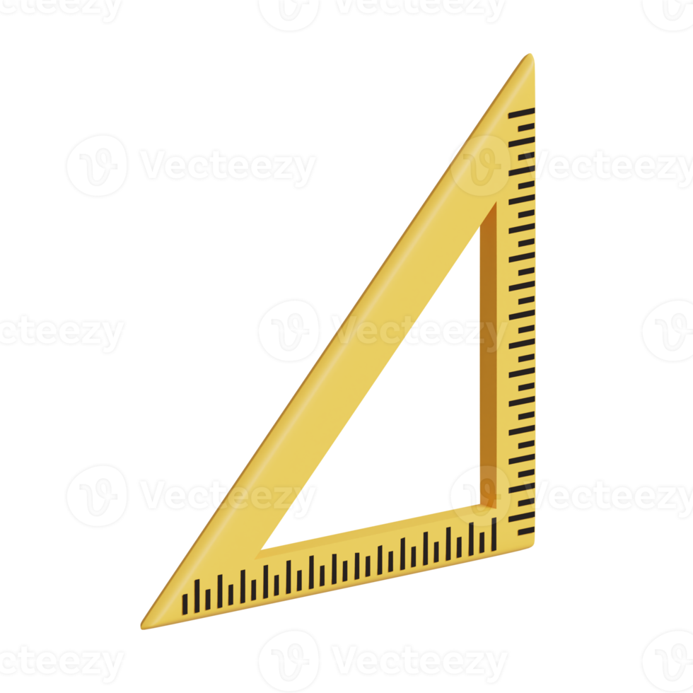 3d rendu Jaune Triangle règle parfait pour conception projet png