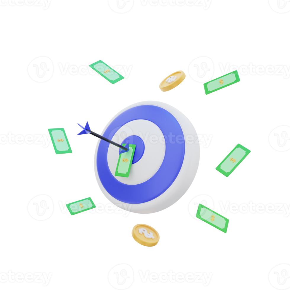 3d finanza attività commerciale obbiettivo concetto illustrazione png