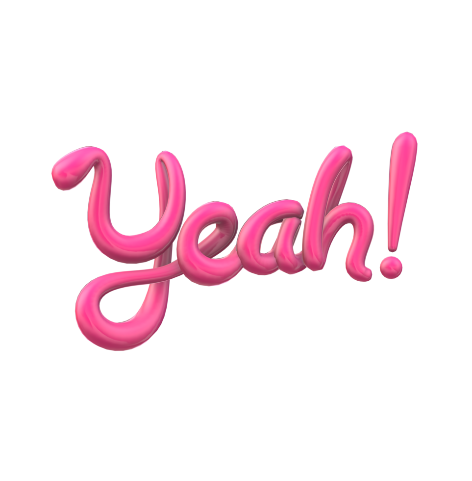 Yeah 3D Lettering on a Transparent background png