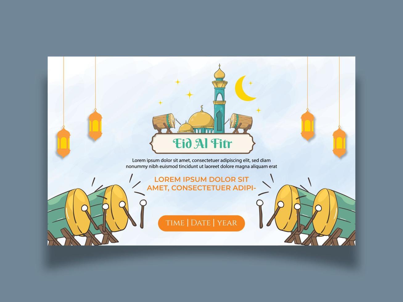 Banner or greeting template for islamic eid al-fitr celebration vector