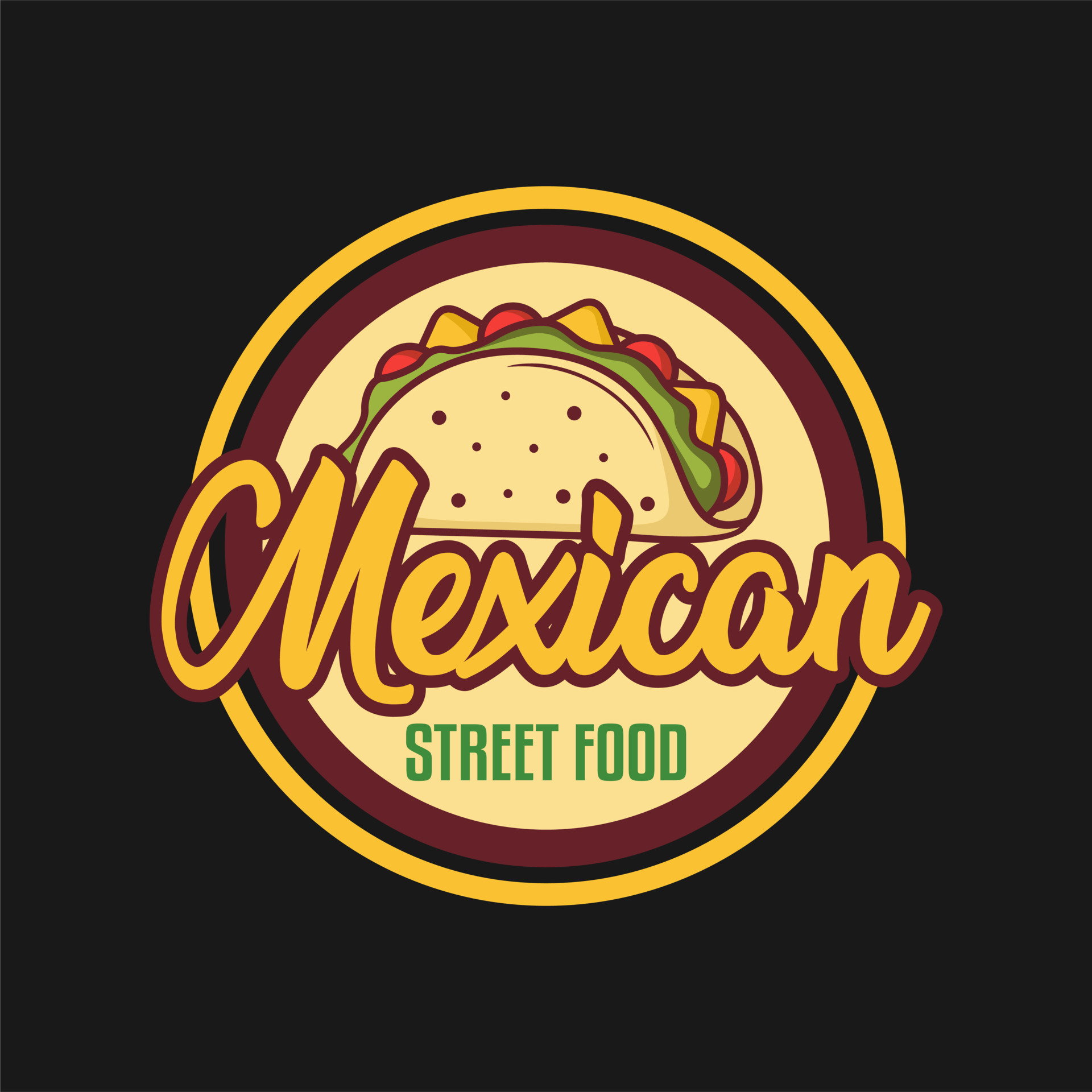 Mexicano Calle Comida Taco Logo Aislado En Negro Oscuro Fondo Logo mexicano-calle-comida-taco-logo-aislado-en-negro-oscuro-fondo-logo
