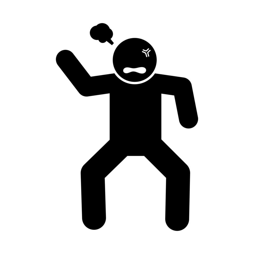 A stick figure pictogram depicting an angry person can be a simple and effective way to convey emotions in visual communication. vector