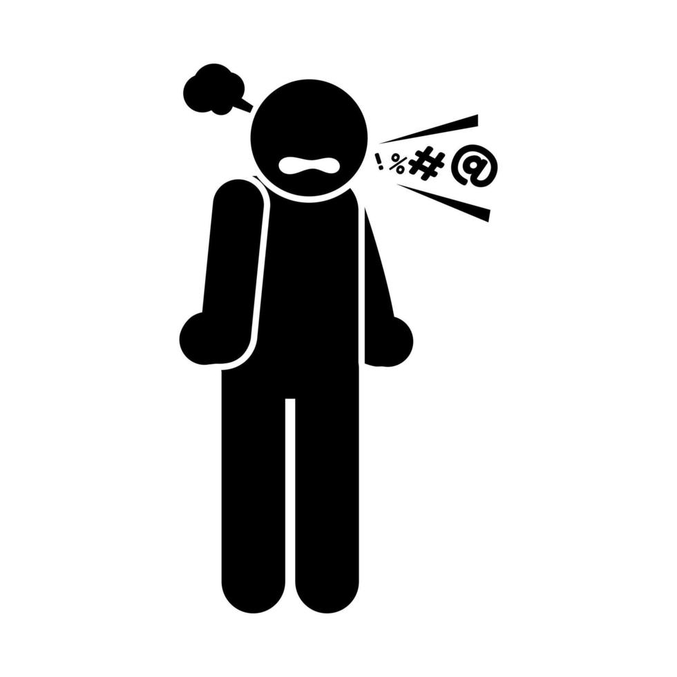 A stick figure pictogram depicting an angry person can be a simple and effective way to convey emotions in visual communication. vector