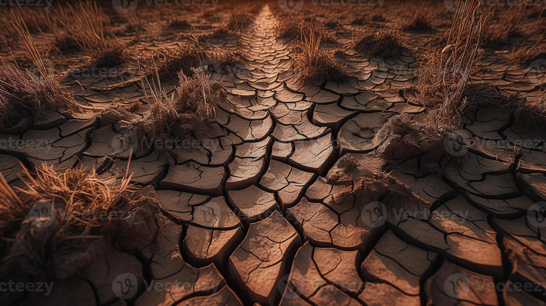 seco agrietado tierra antecedentes. global calentamiento y clima cambio concepto foto