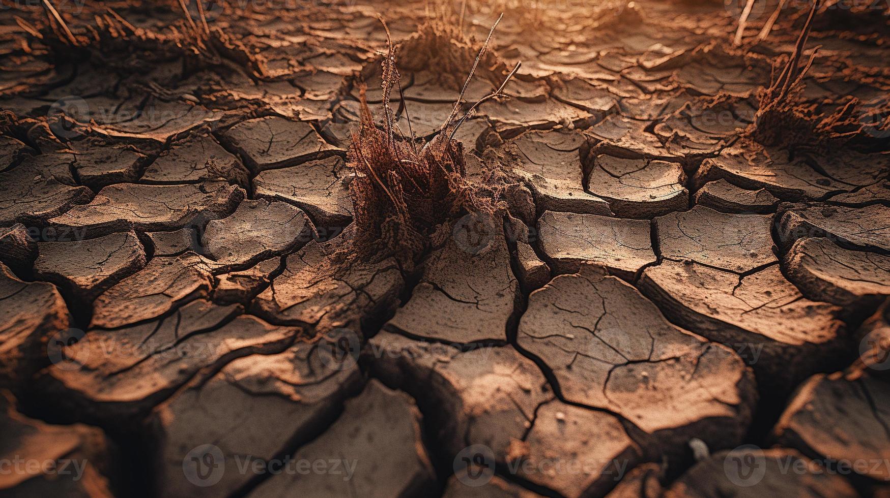 seco agrietado tierra antecedentes. global calentamiento y clima cambio concepto foto