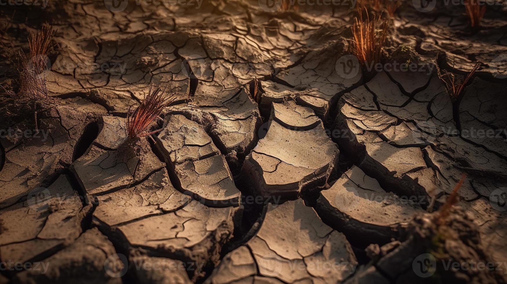 seco agrietado tierra antecedentes. global calentamiento y clima cambio concepto foto