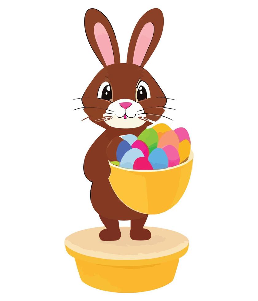 Springtime Delight, Adorable Easter Bunny and Colorful Eggs Vector Illustrations for Kids and Adults to Celebrate the Season's Joy. Adobe Illustrator Artwork