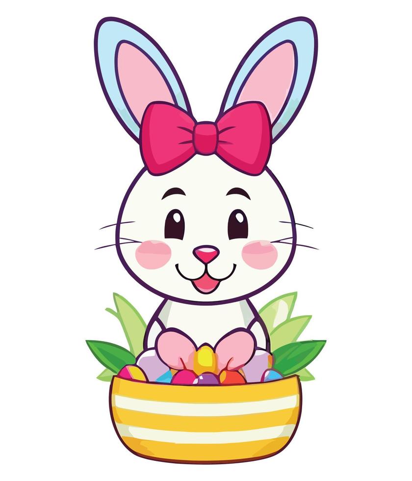 primavera deleitar, adorable Pascua de Resurrección conejito y vistoso huevos vector ilustraciones para niños y adultos a celebrar el estaciones alegría. adobe ilustrador obra de arte