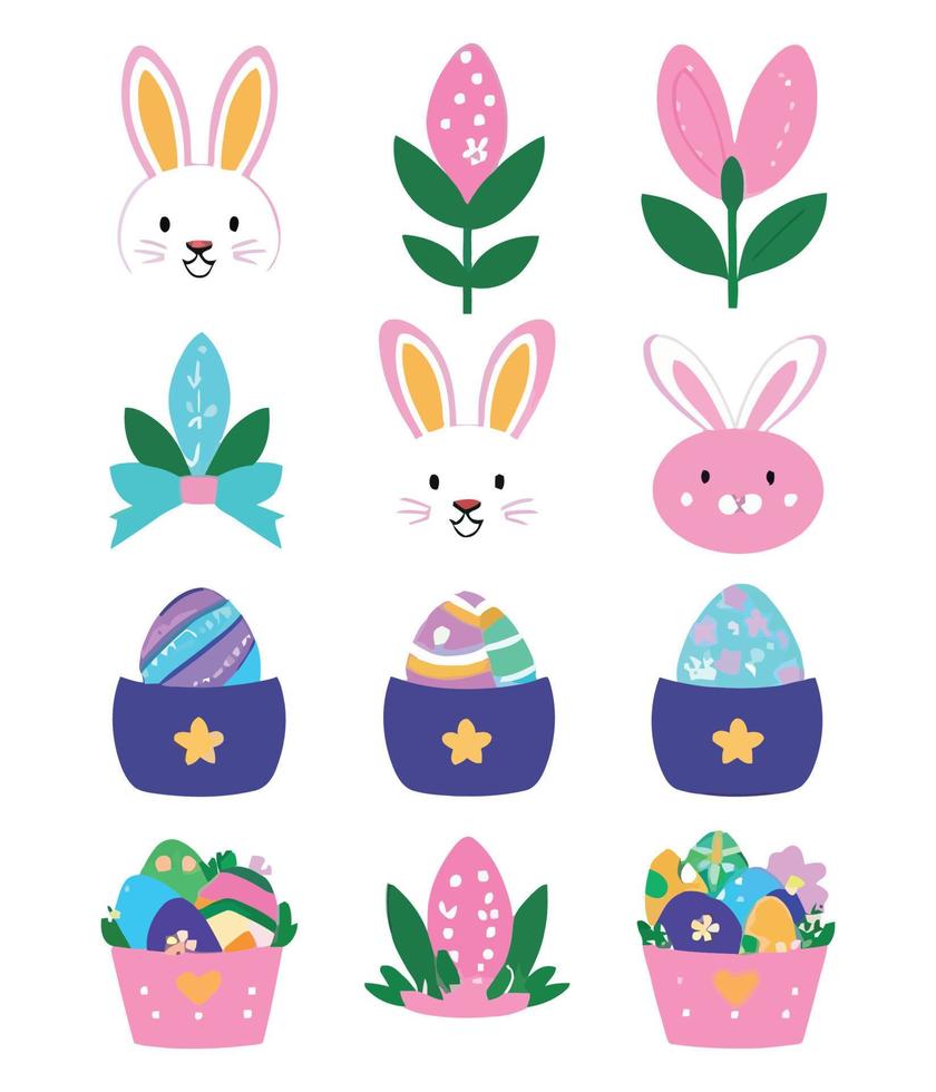 Springtime Delight, Adorable Easter Bunny and Colorful Eggs Vector Illustrations for Kids and Adults to Celebrate the Season's Joy. Adobe Illustrator Artwork