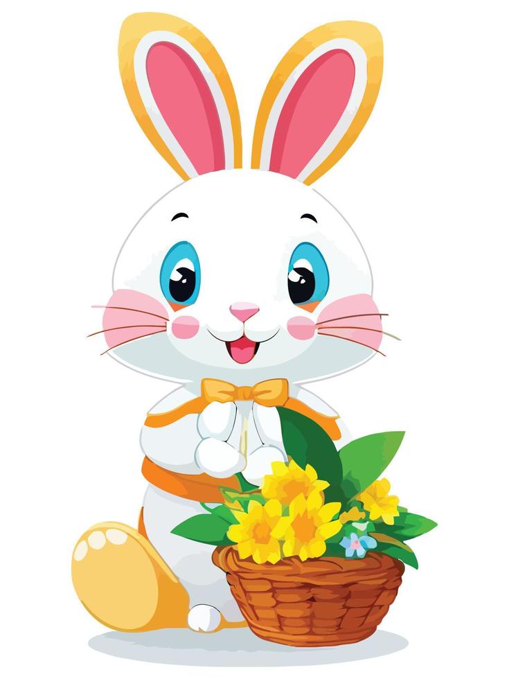 Springtime Delight, Adorable Easter Bunny and Colorful Eggs Vector Illustrations for Kids and Adults to Celebrate the Season's Joy. Adobe Illustrator Artwork