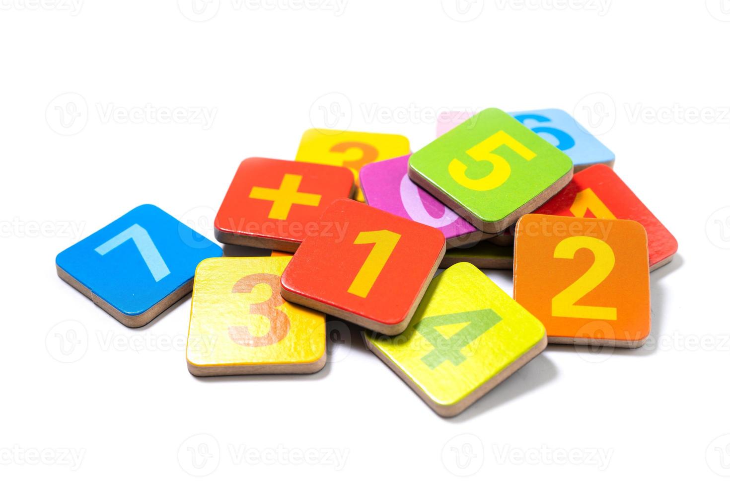 Math number colorful on white background, education study mathematics learning teach concept. photo