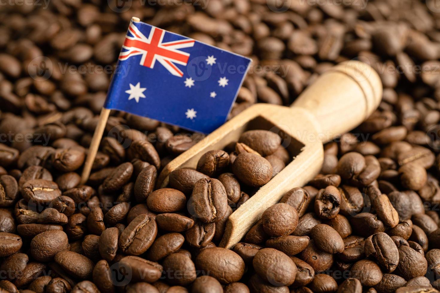 Australia flag on coffee bean, import export trade online commerce concept. photo