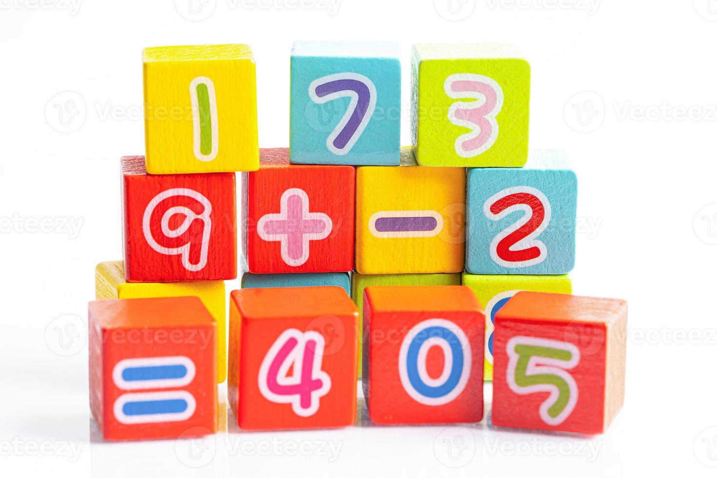 Math number colorful on white background, education study mathematics learning teach concept. photo