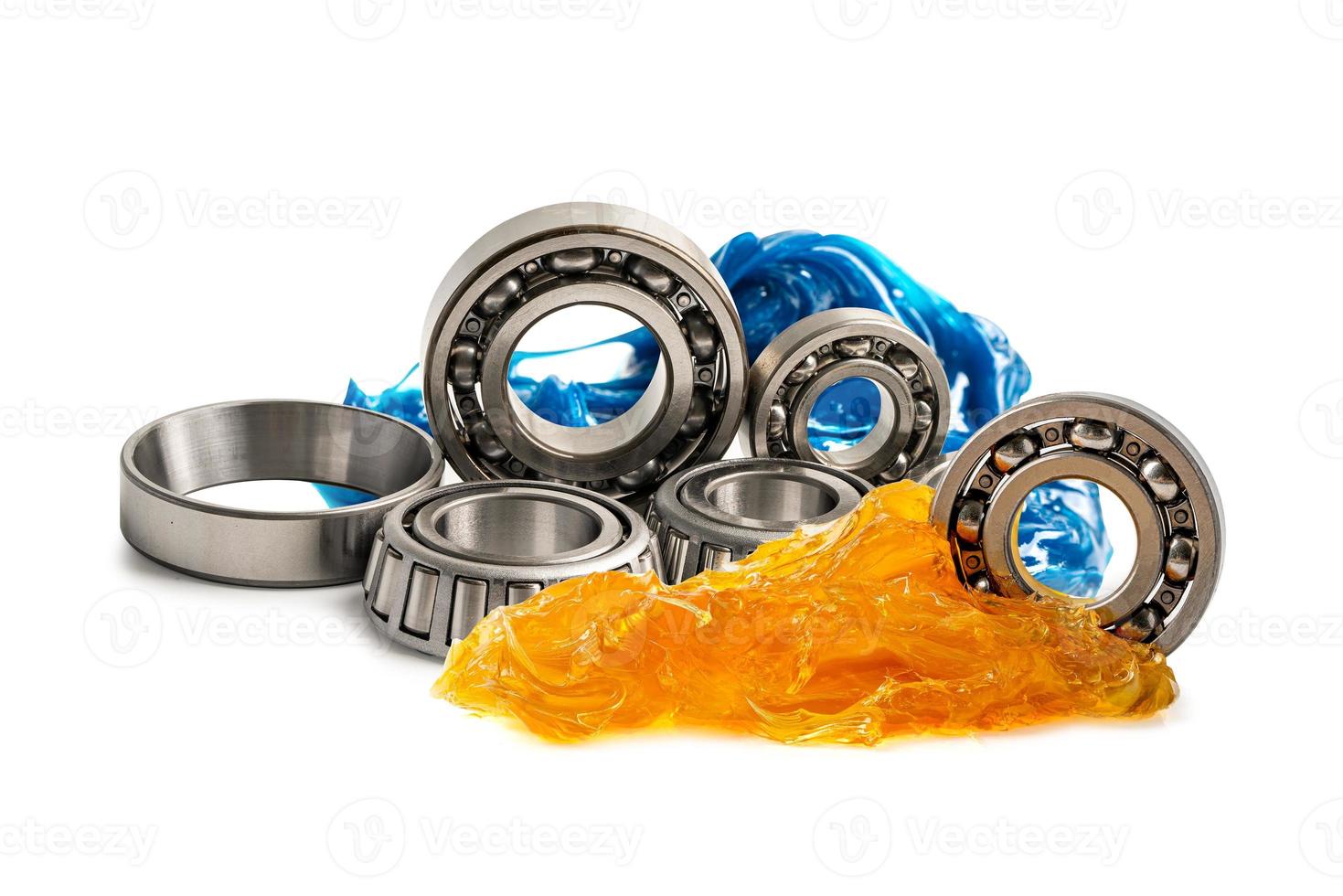 Ball bearing stainless with grease lithium machinery lubrication for automotive and industrial  isolated on white background photo