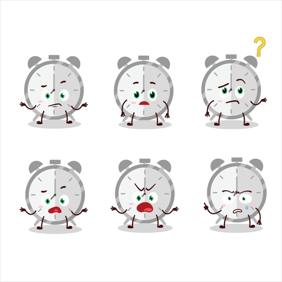 Cartoon character of alarm clock with what expression vector