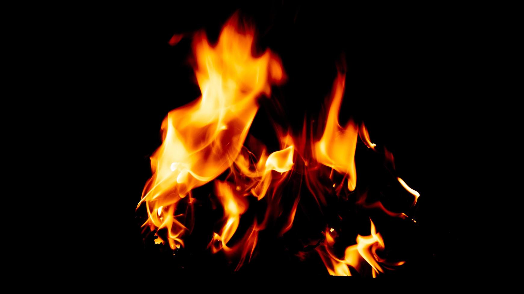 burning fire on a black background photo